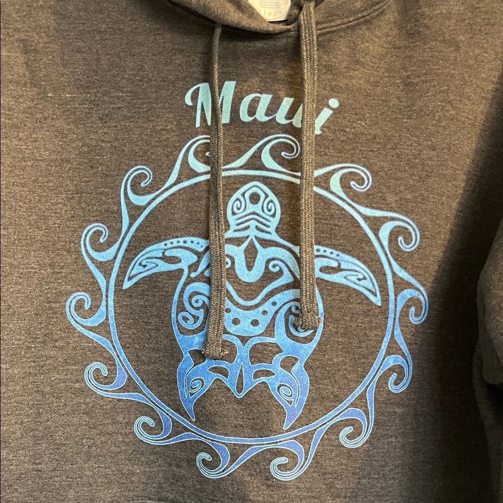 Port and Company Charcoal Maui Hoodie with Blue Graphic Size Large - Picture 3 of 5
